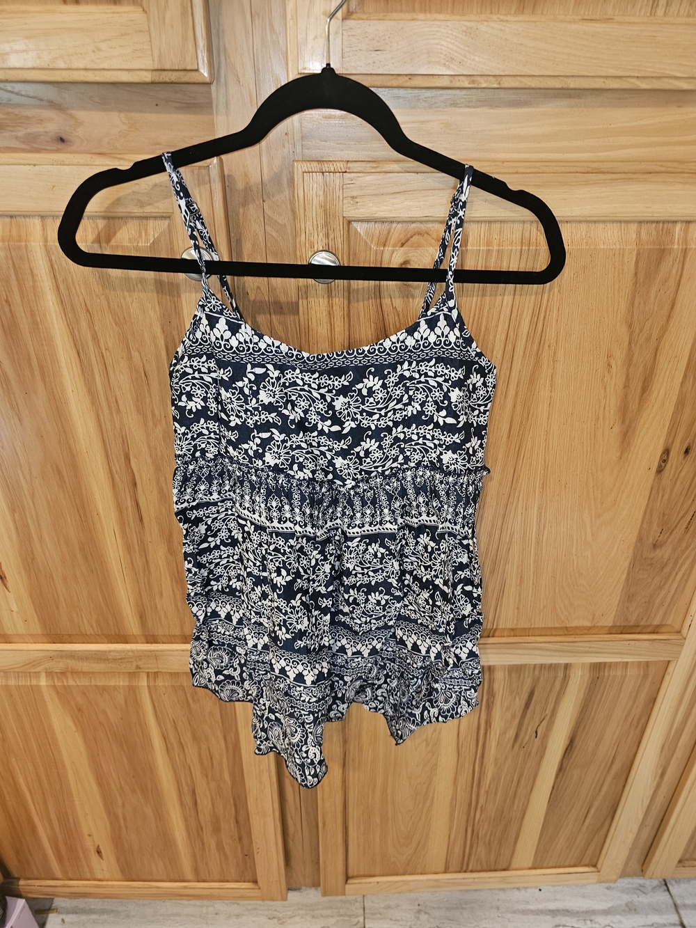 Japna Navy & White Floral Spaghetti-Strap Camisole